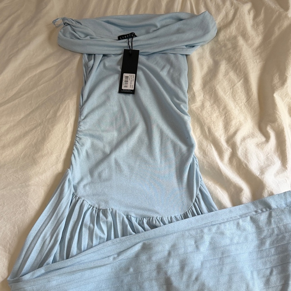 Lioness Powder Blue Off-Shoulder Maxi Dress